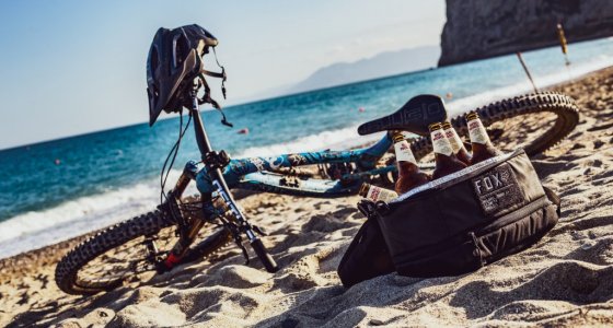 Finale Ligure post ride beers at the beach